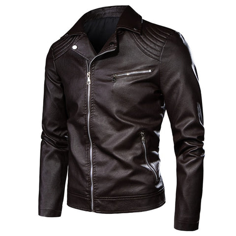 7XL Men Motorcycle Vintage Rock & Roll Casual Leather Jacket