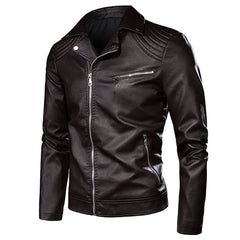 7XL Men Motorcycle Vintage Rock & Roll Casual Leather Jacket