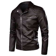 7XL Men Motorcycle Vintage Rock & Roll Casual Leather Jacket