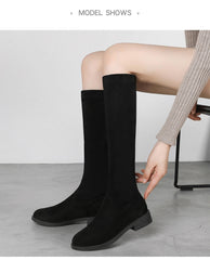 High Boots Suede Leather Solid Women Knee-High