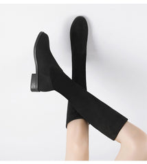High Boots Suede Leather Solid Women Knee-High