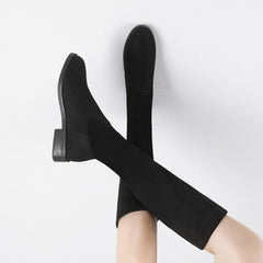 High Boots Suede Leather Solid Women Knee-High