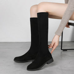 High Boots Suede Leather Solid Women Knee-High