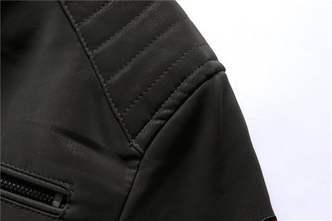 Men Fashion Pu Leather Jackets Coats Mens Autumn Back Skull Embroidery