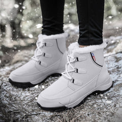 Leather Women Platform Snow Boots Fur Warm Plush Boots