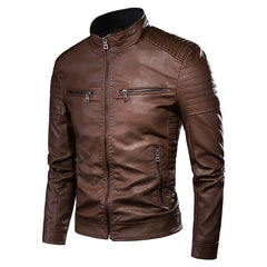 Men Autumn New Motorcycle Causal Vintage Leather Jacket