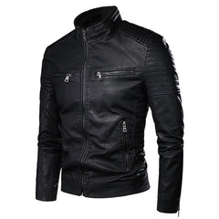 Men Autumn New Motorcycle Causal Vintage Leather Jacket