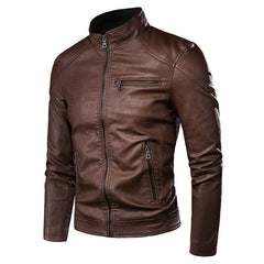 Men Autumn New Motorcycle Causal Vintage Leather Jacket