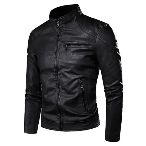 Men Autumn New Motorcycle Causal Vintage Leather Jacket