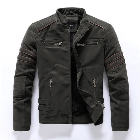 Men Fashion Pu Leather Jackets Coats Mens Autumn Back Skull Embroidery