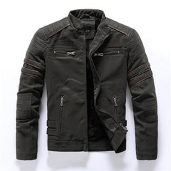 Men Fashion Pu Leather Jackets Coats Mens Autumn Back Skull Embroidery