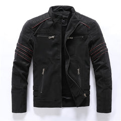 Men Fashion Pu Leather Jackets Coats Mens Autumn Back Skull Embroidery