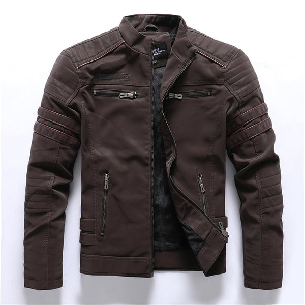 Men Fashion Pu Leather Jackets Coats Mens Autumn Back Skull Embroidery