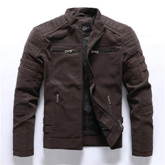 Men Fashion Pu Leather Jackets Coats Mens Autumn Back Skull Embroidery