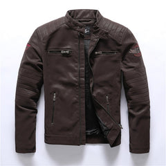 Men Fashion Pu Leather Jackets Coats Mens Autumn Back Skull Embroidery