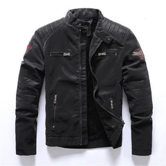 Men Fashion Pu Leather Jackets Coats Mens Autumn Back Skull Embroidery