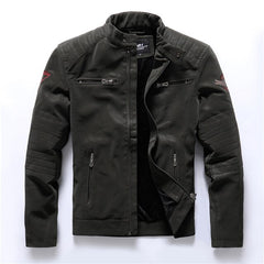 Men Fashion Pu Leather Jackets Coats Mens Autumn Back Skull Embroidery