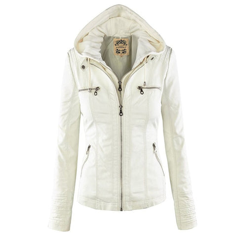 Faux Leather Jacket Women Basic Jacket Coat Female