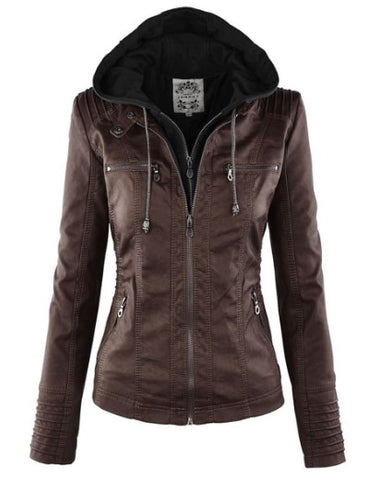 Faux Leather Jacket Women Basic Jacket Coat Female