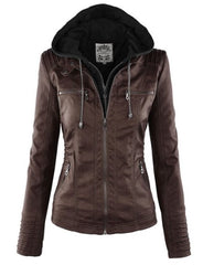 Faux Leather Jacket Women Basic Jacket Coat Female