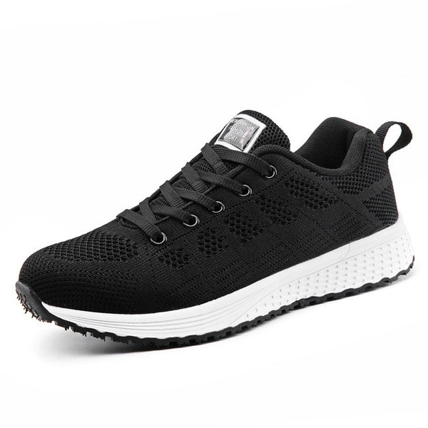Women Casual Shoes Fashion Breathable Walking Mesh Lace Up Flat