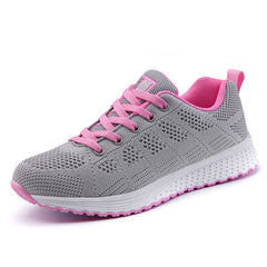 Women Casual Shoes Fashion Breathable Walking Mesh Lace Up Flat