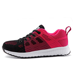 Women Casual Shoes Fashion Breathable Walking Mesh Lace Up Flat