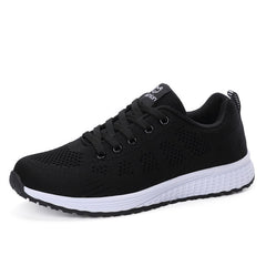 Women Casual Shoes Fashion Breathable Walking Mesh Lace Up Flat