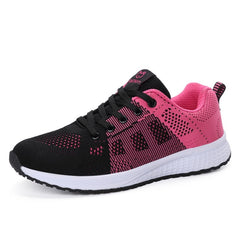 Women Casual Shoes Fashion Breathable Walking Mesh Lace Up Flat