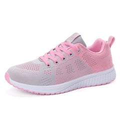 Women Casual Shoes Fashion Breathable Walking Mesh Lace Up Flat